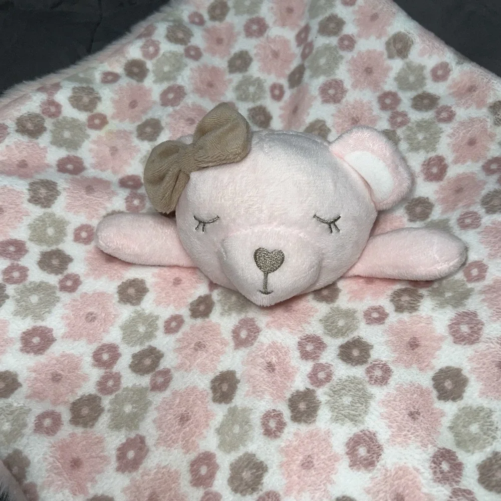 Dream Gro Pink Bear‎ Lovey Plush Rattle Security Blanket Teether Sensory Toy
